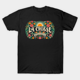 La Crosse Wisconsin Vintage Rosemaling Type Design T-Shirt